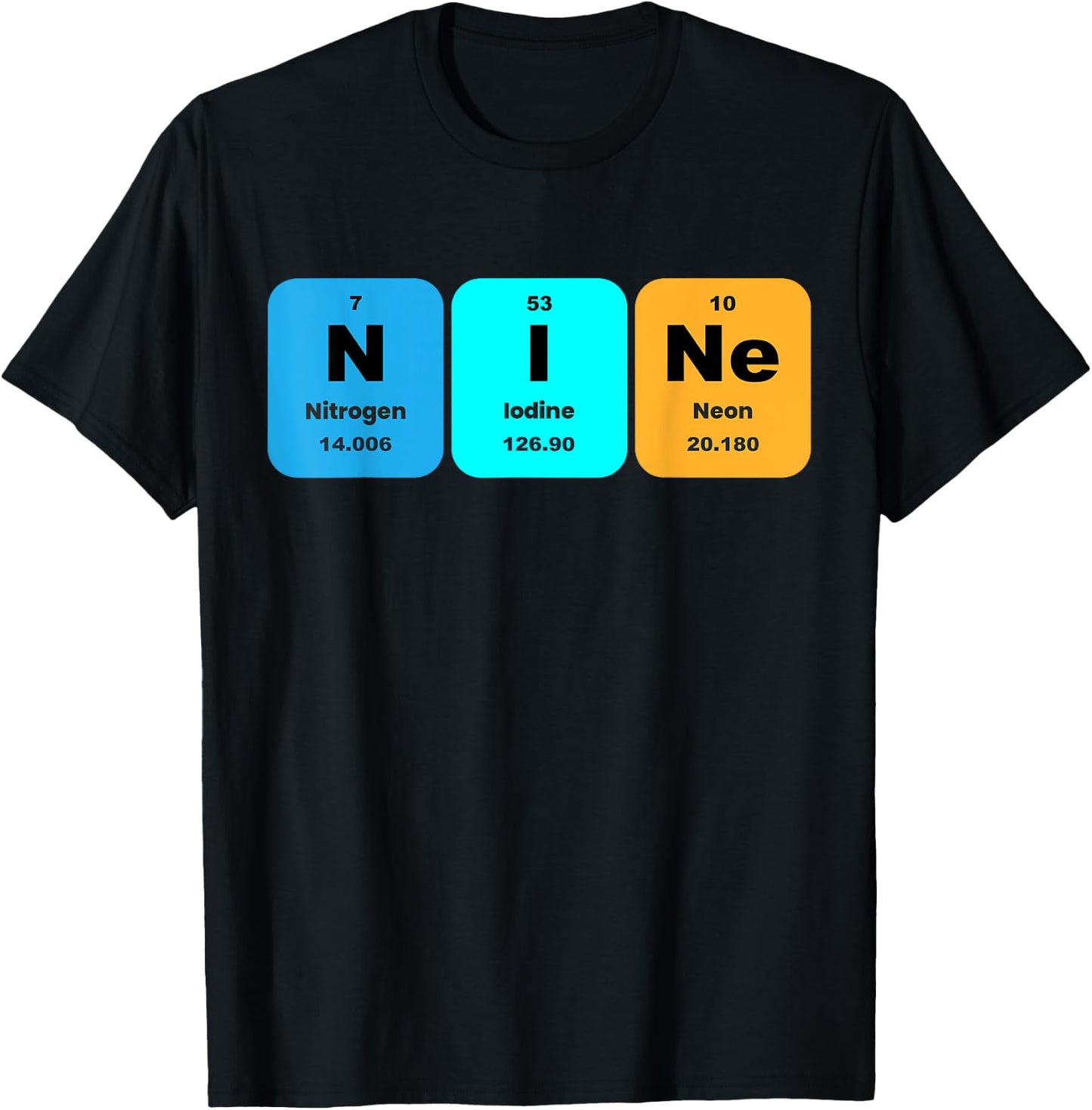 Fun 9th Birthday Nine Periodic Table Chemistry 9 Year Old T-Shirt - T-Shirt | Black