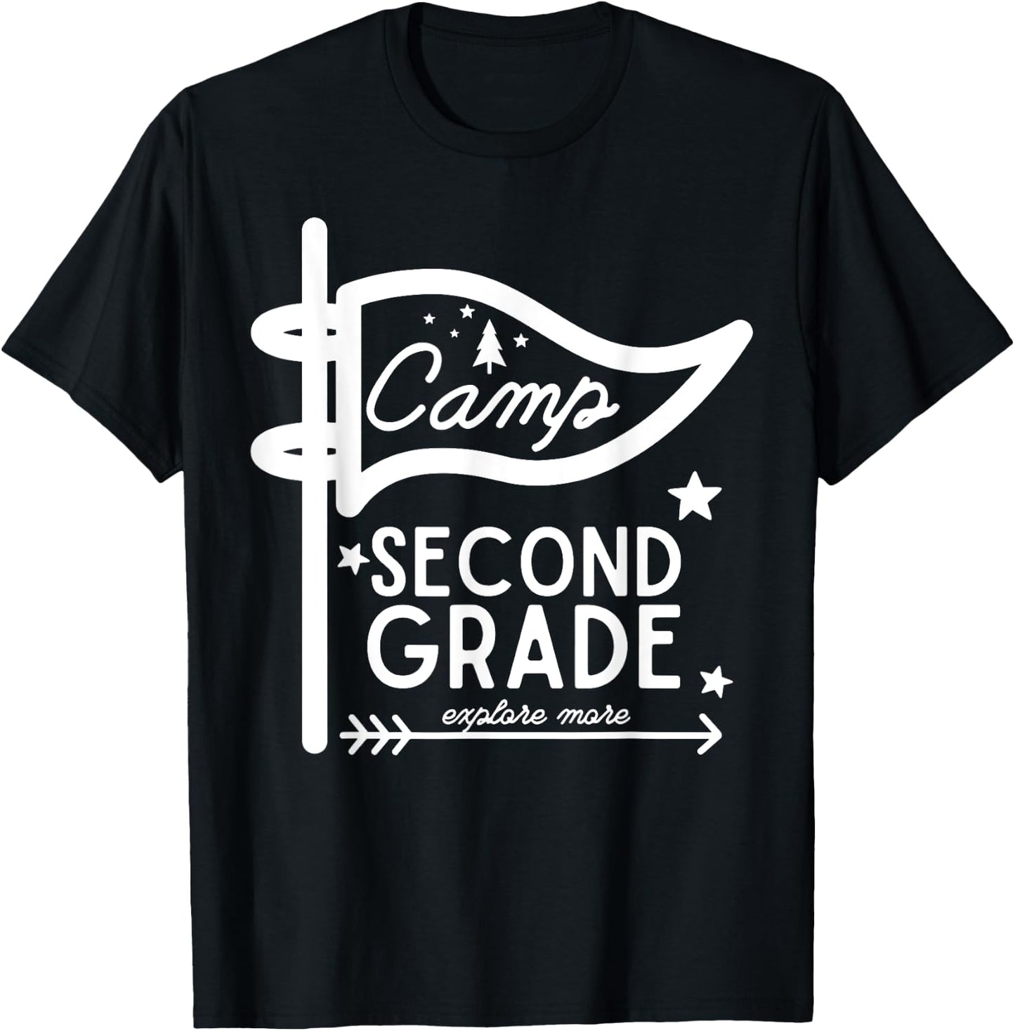 Camp Second Grade Camping Teacher 2nd Grade Back To School T-Shirt - T-Shirt | Black