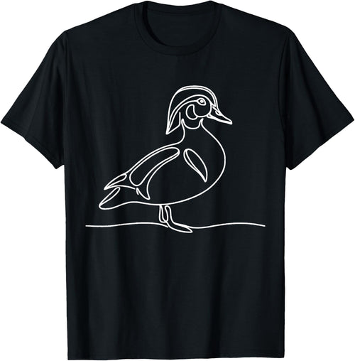 Line Art Bird & Ornithologist Wood Duck