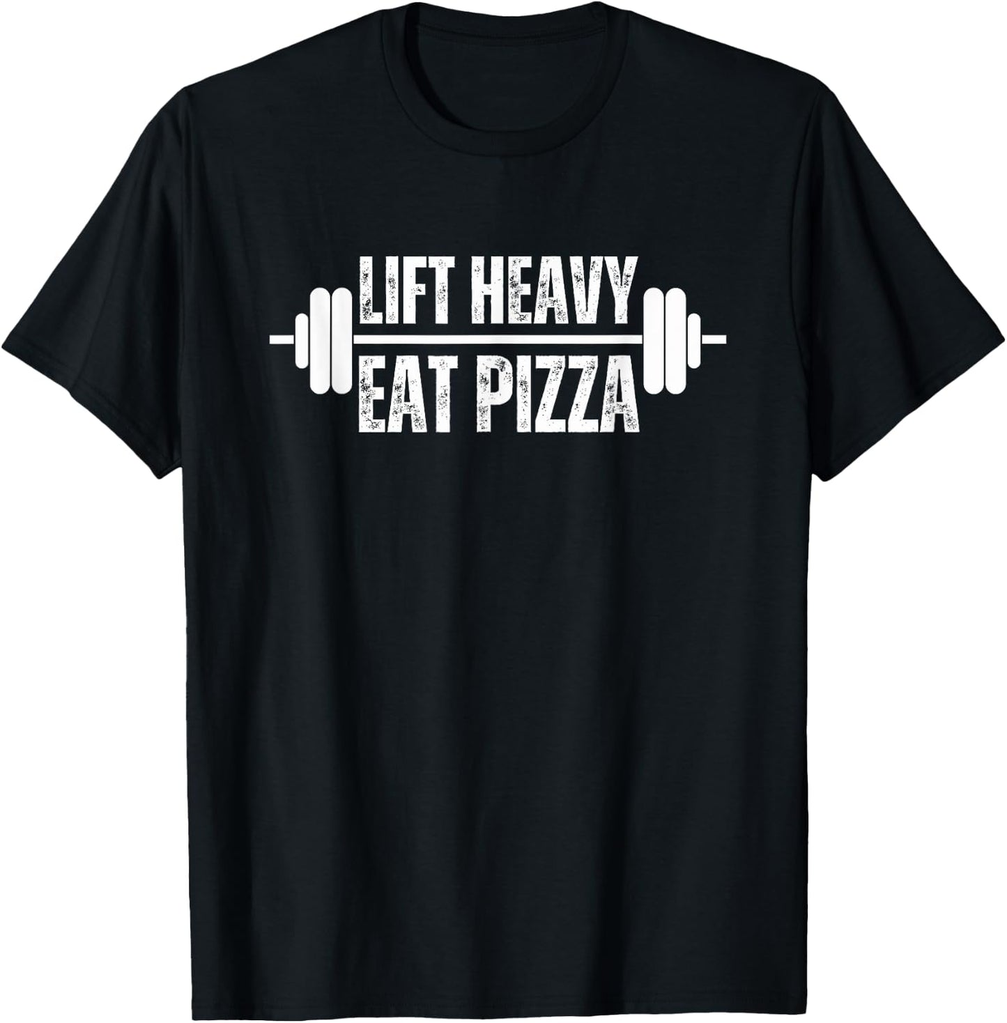 Lift heavy Eat Pizza Weightlifter funny gym barbell humor T-Shirt - T-Shirt | Black
