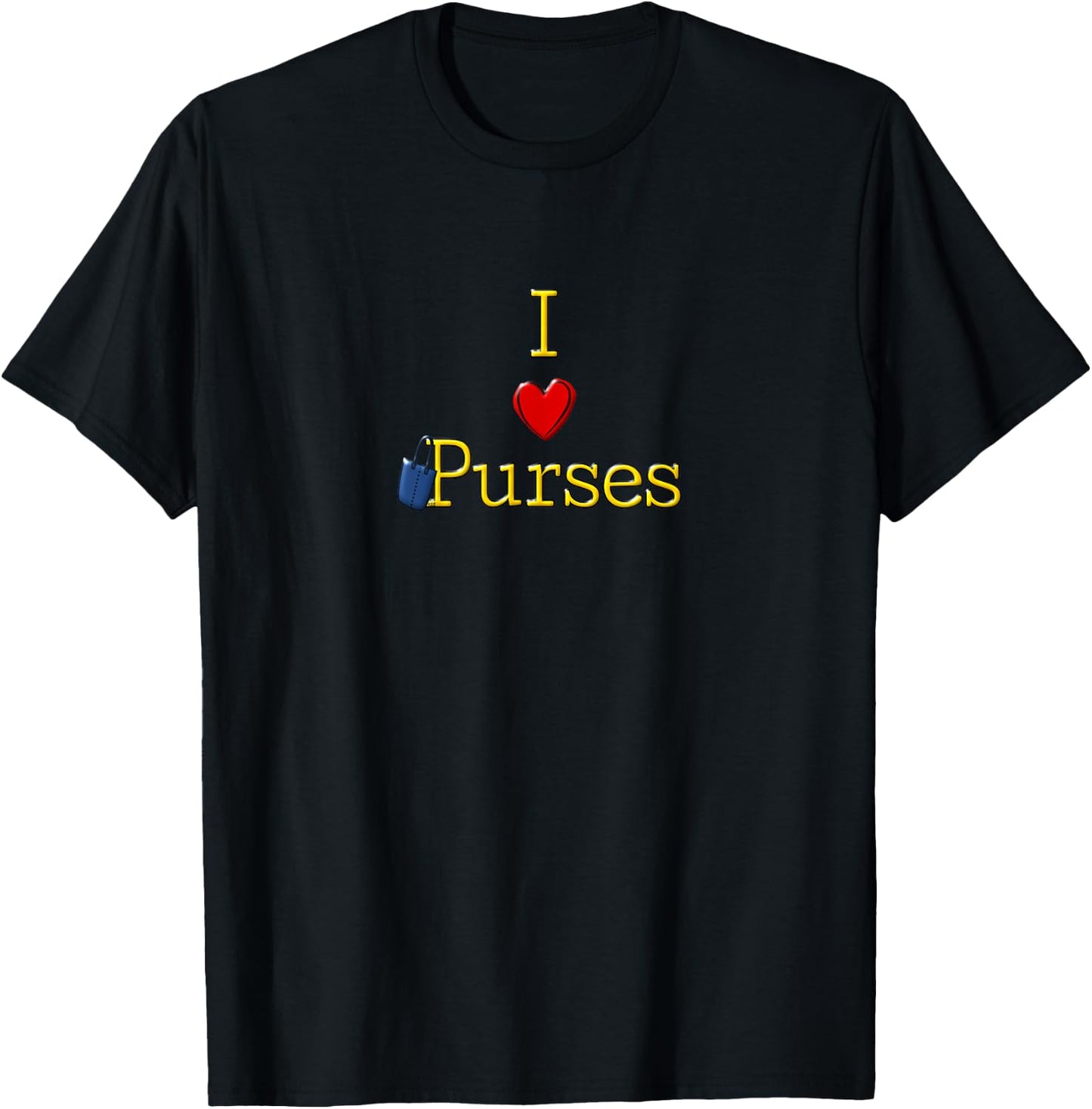 I Love Heart Purses Graphic Cute Designer Handbag Lover Gift T-Shirt - T-Shirt | Black