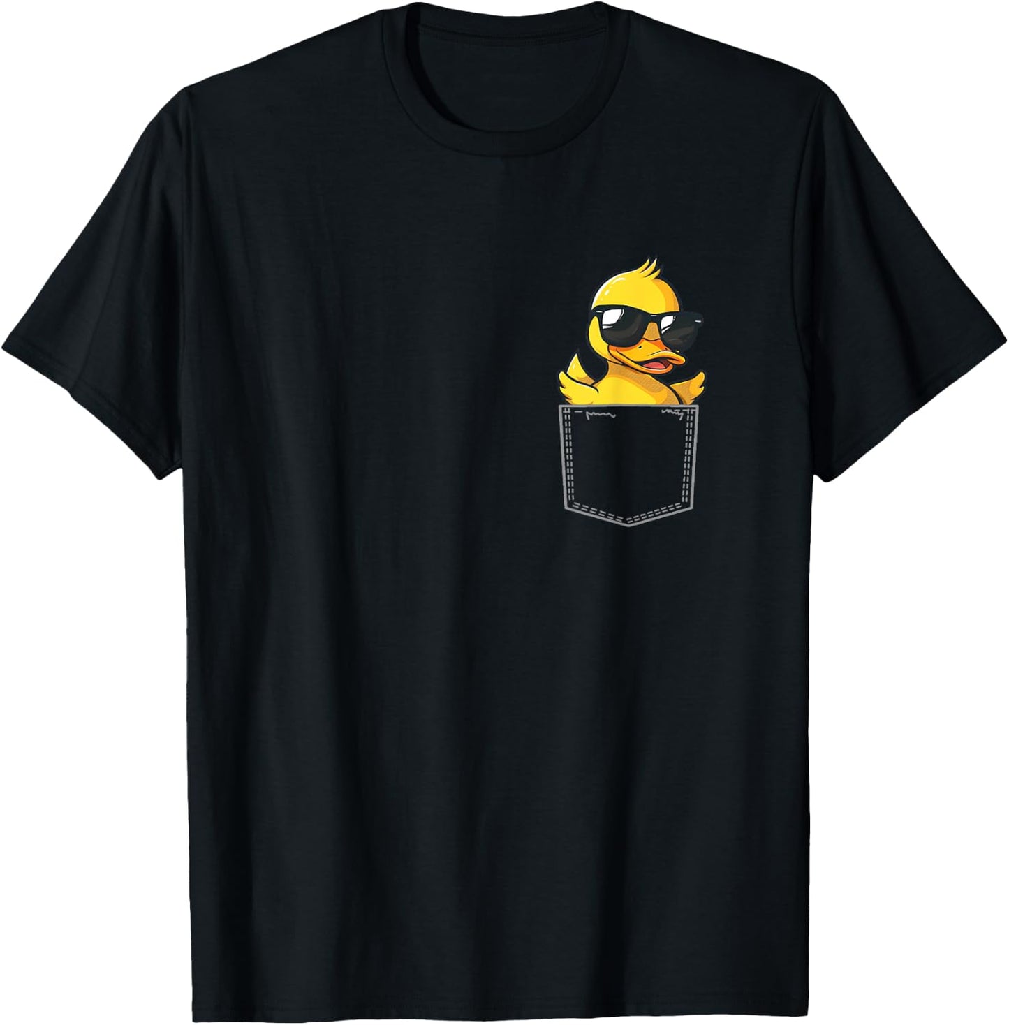 Duck Wearing Glasses Vintage Ducks Cute Animals In Pocket T-Shirt - T-Shirt | Black