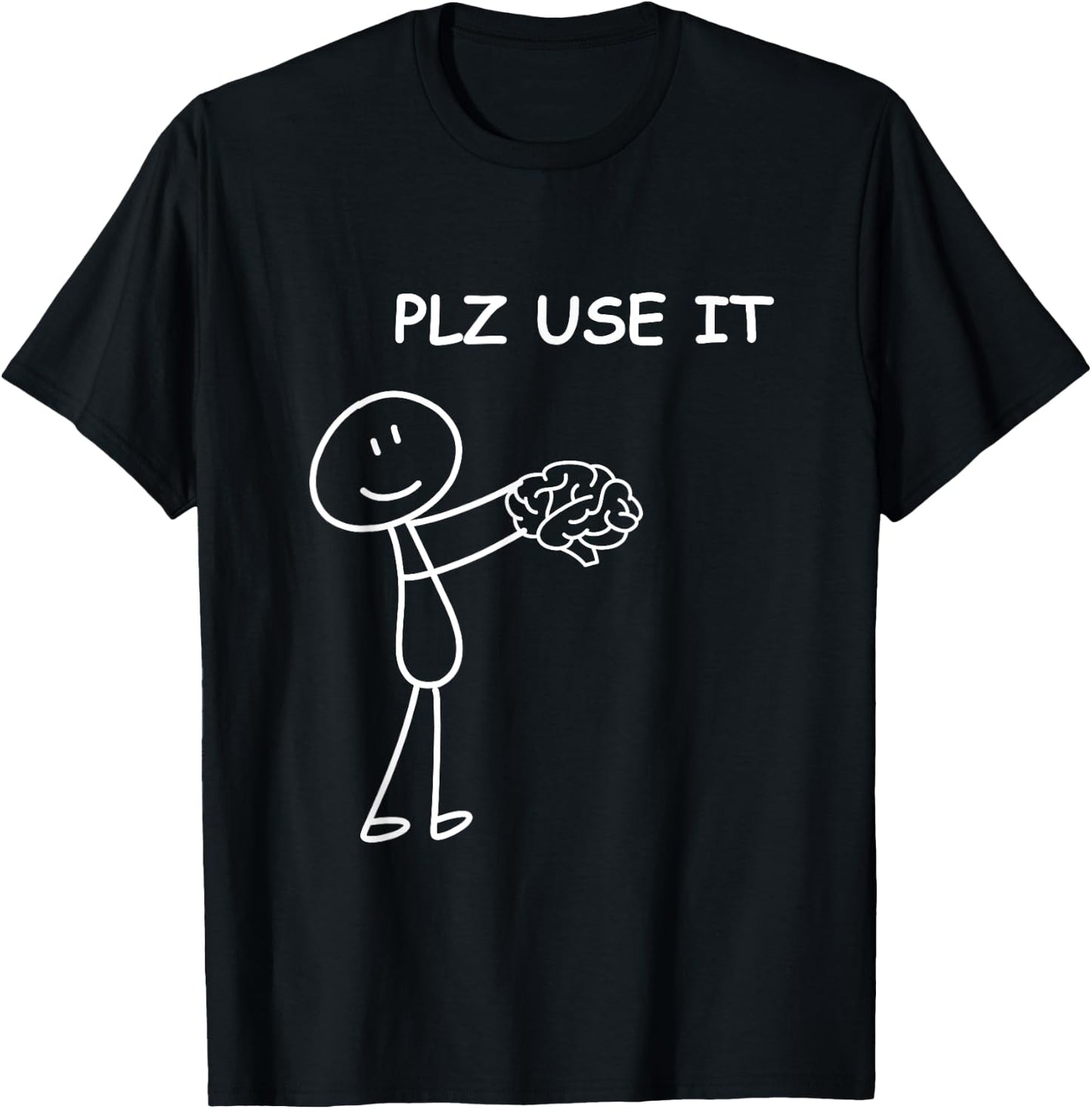 Stick person with brain . Please use it . T-Shirt - T-Shirt | Black