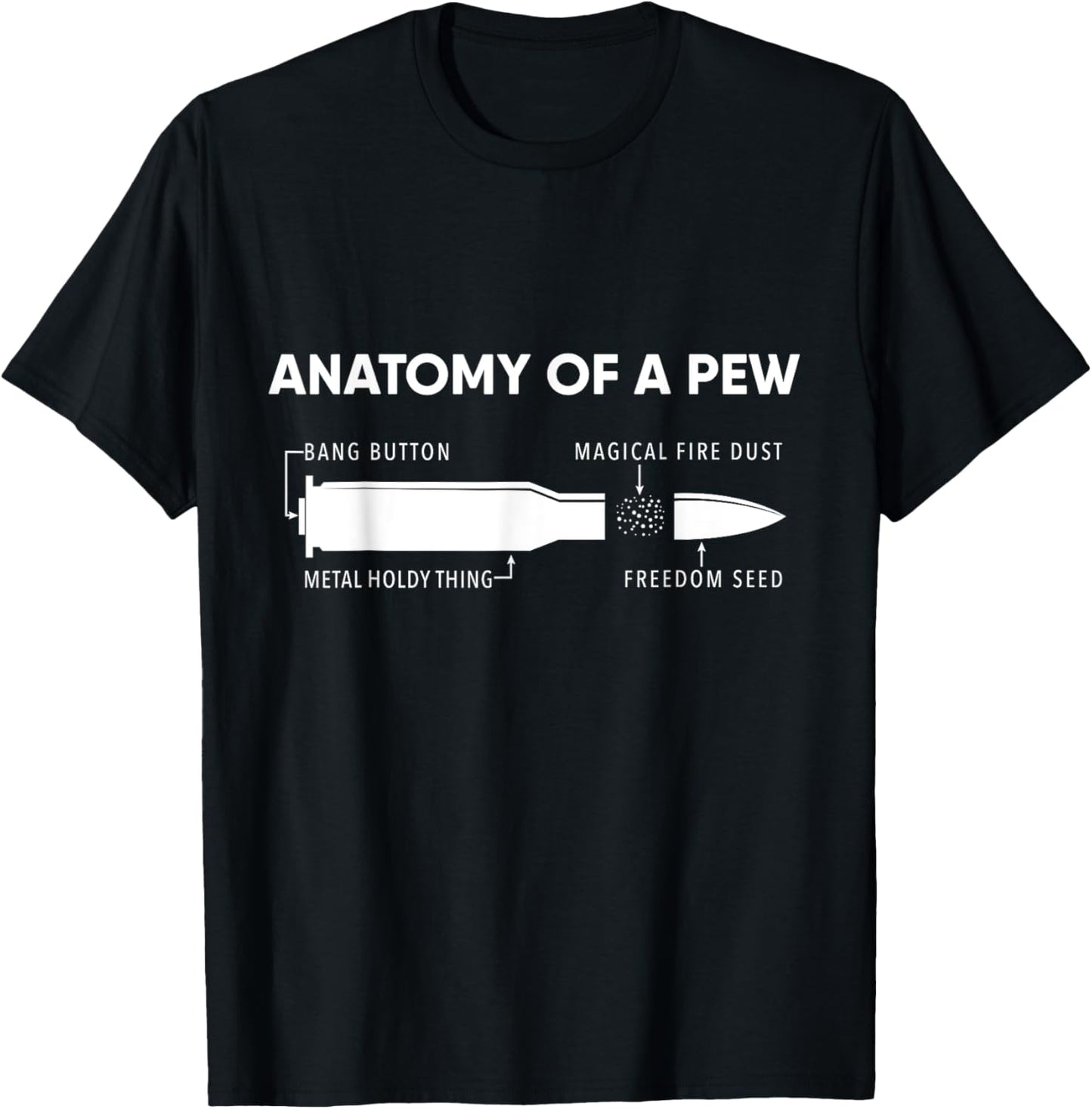 Anatomy Of A Pew Shirt Funny Bullet Graphic Gift T-Shirt - T-Shirt | Black
