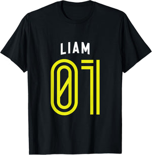 LIAM 01 - Number One Team Sports Fan Varsity Style T-Shirt - T-Shirt | Black