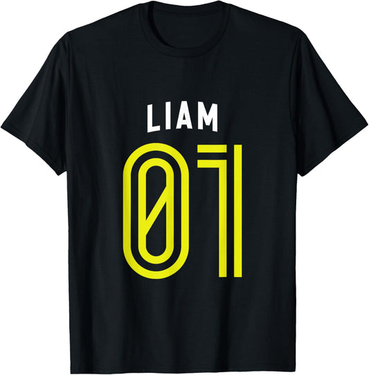 LIAM 01 - Number One Team Sports Fan Varsity Style T-Shirt - T-Shirt | Black