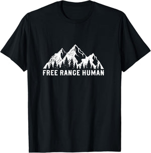 Free Range Human Road Trip Camping Hiking Outdoors Nature T-Shirt - T-Shirt | Black