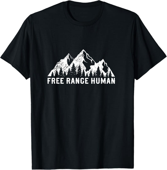 Free Range Human Road Trip Camping Hiking Outdoors Nature T-Shirt - T-Shirt | Black