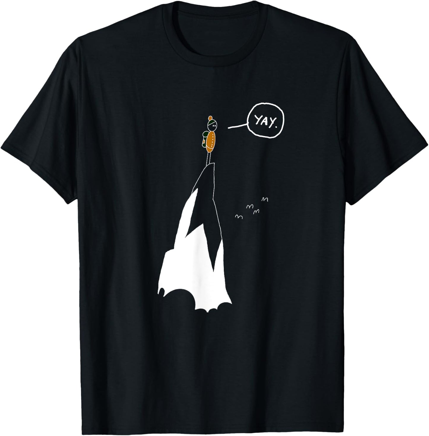 Yay Funny Mountain Climber Hiker Mountaineer Hand Drawn T-Shirt - T-Shirt | Black