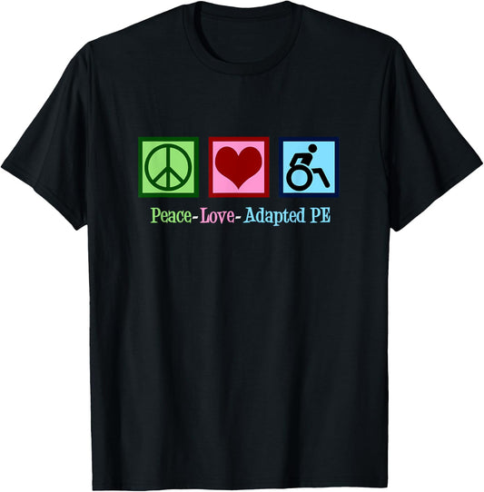 Peace Love Adapted PE T-Shirt - T-Shirt | Black