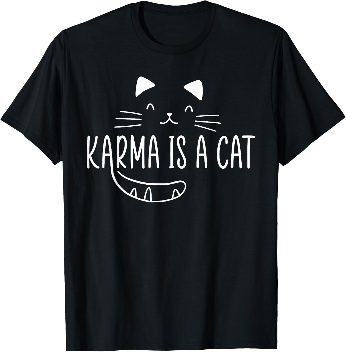 Karma Is A Cat Music Lover Fan Cat Lover Cat Owner Gift T-Shirt - T-Shirt | Black