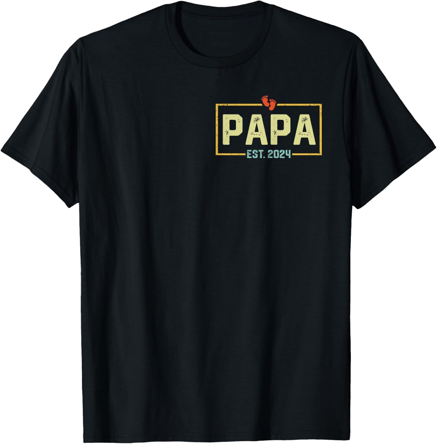Papa Est. 2024 Papa 2024 Logo New Dad Fathers Day T-Shirt - T-Shirt | Black