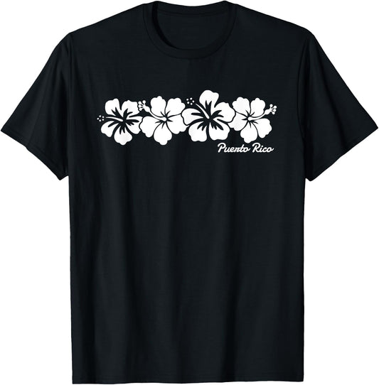 Puerto Rico Hibiscus Flower Boys Girls Vacation Souvenir T-Shirt - T-Shirt | Black