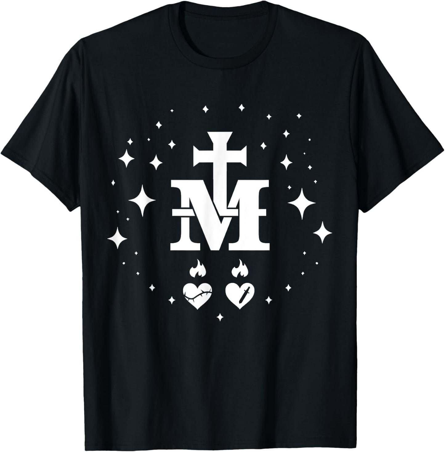 Miraculous Medal - Catholic Virgin Mary Holy Heart T-Shirt - T-Shirt | Black