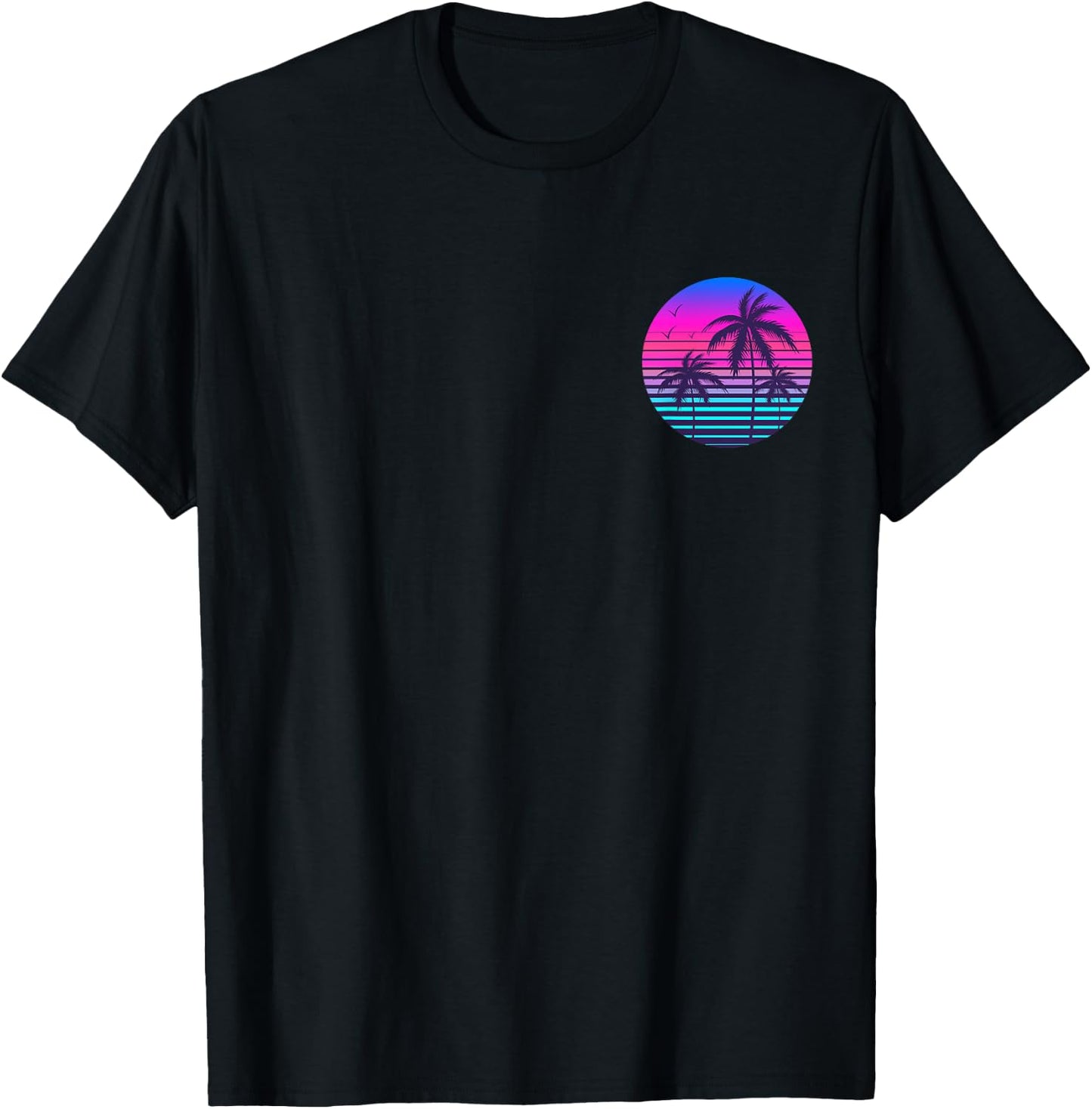 Sunset Cool Summer Vacation Men Women Beach Palm Tree T-Shirt - T-Shirt | Black