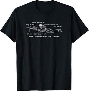 Bren Gun British WW2 Instruction Diagram T-Shirt - T-Shirt | Black