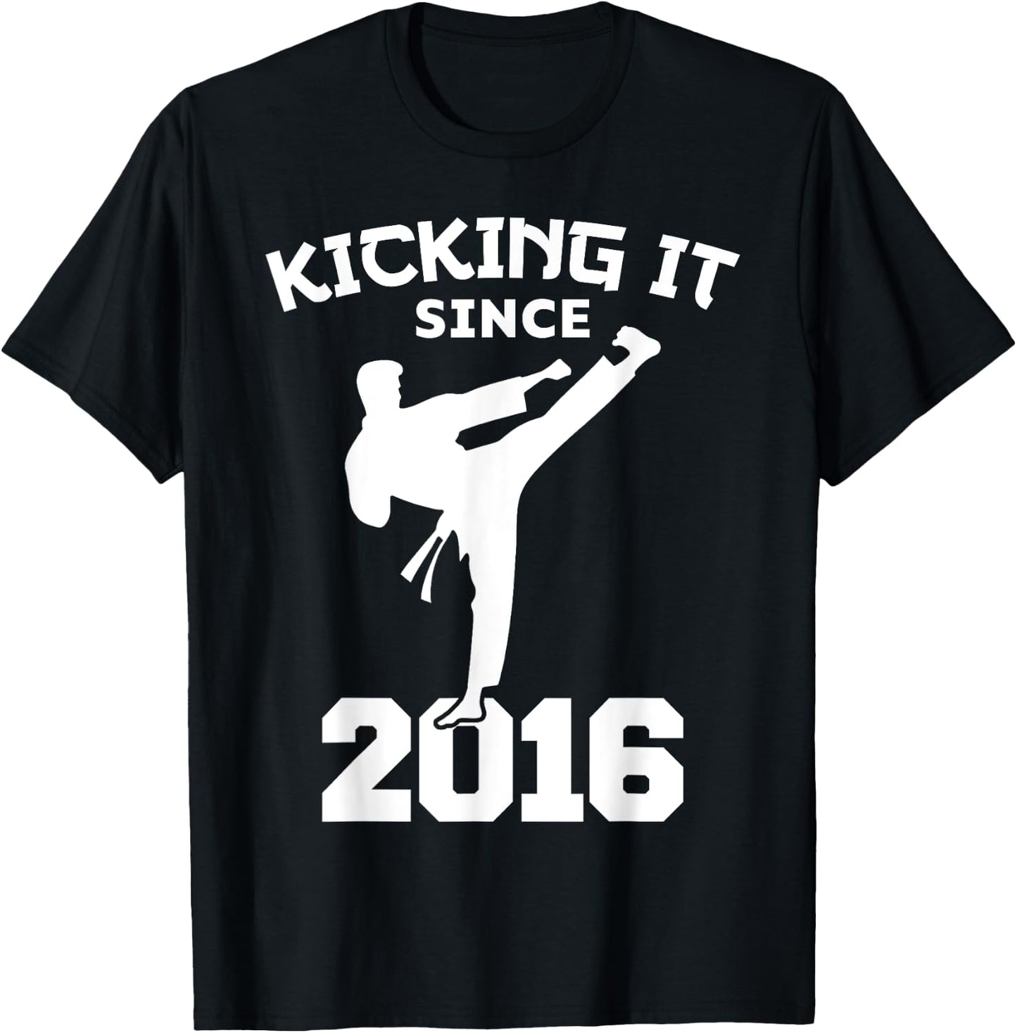 Karate Martial Arts Kicking It Since 2016 Funny Kid Birthday T-Shirt - T-Shirt | Black