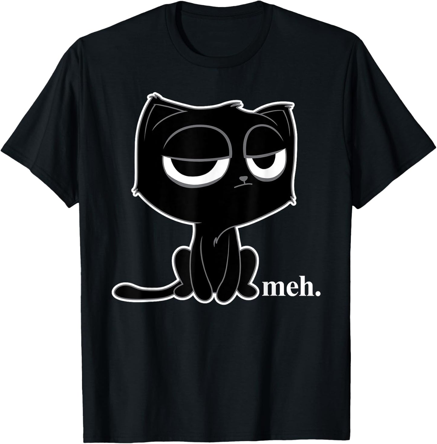 Funny Meh Cat - Cute Kitty Shirt T-Shirt - T-Shirt | Black