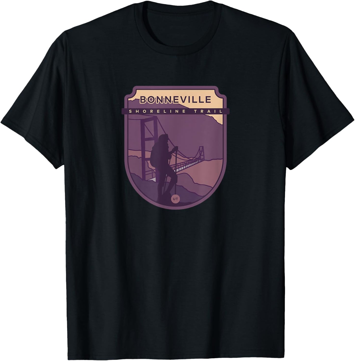 Bonneville Shoreline Trail – Utah hiker T-Shirt - T-Shirt | Black