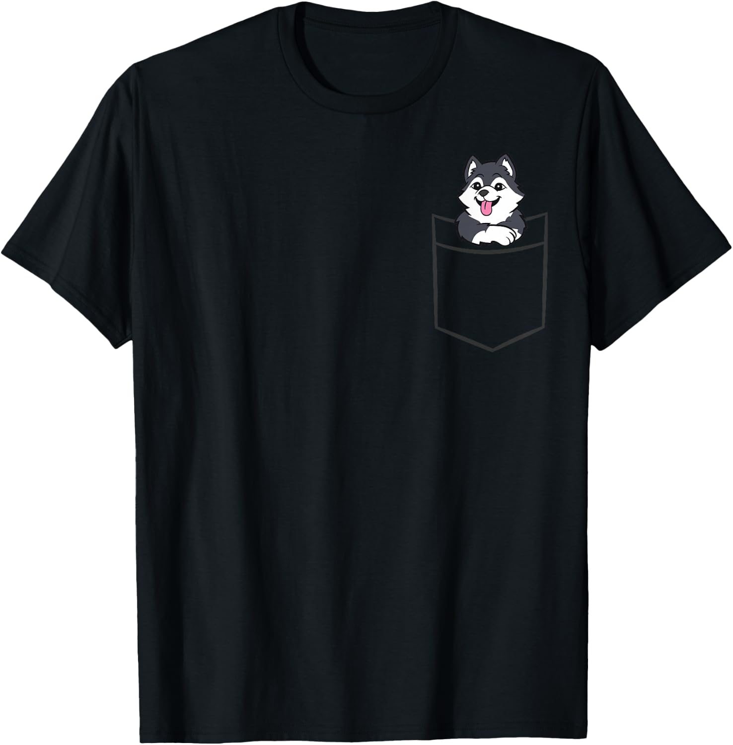 Husky In The Pocket Cute Husky T-Shirt - T-Shirt | Black