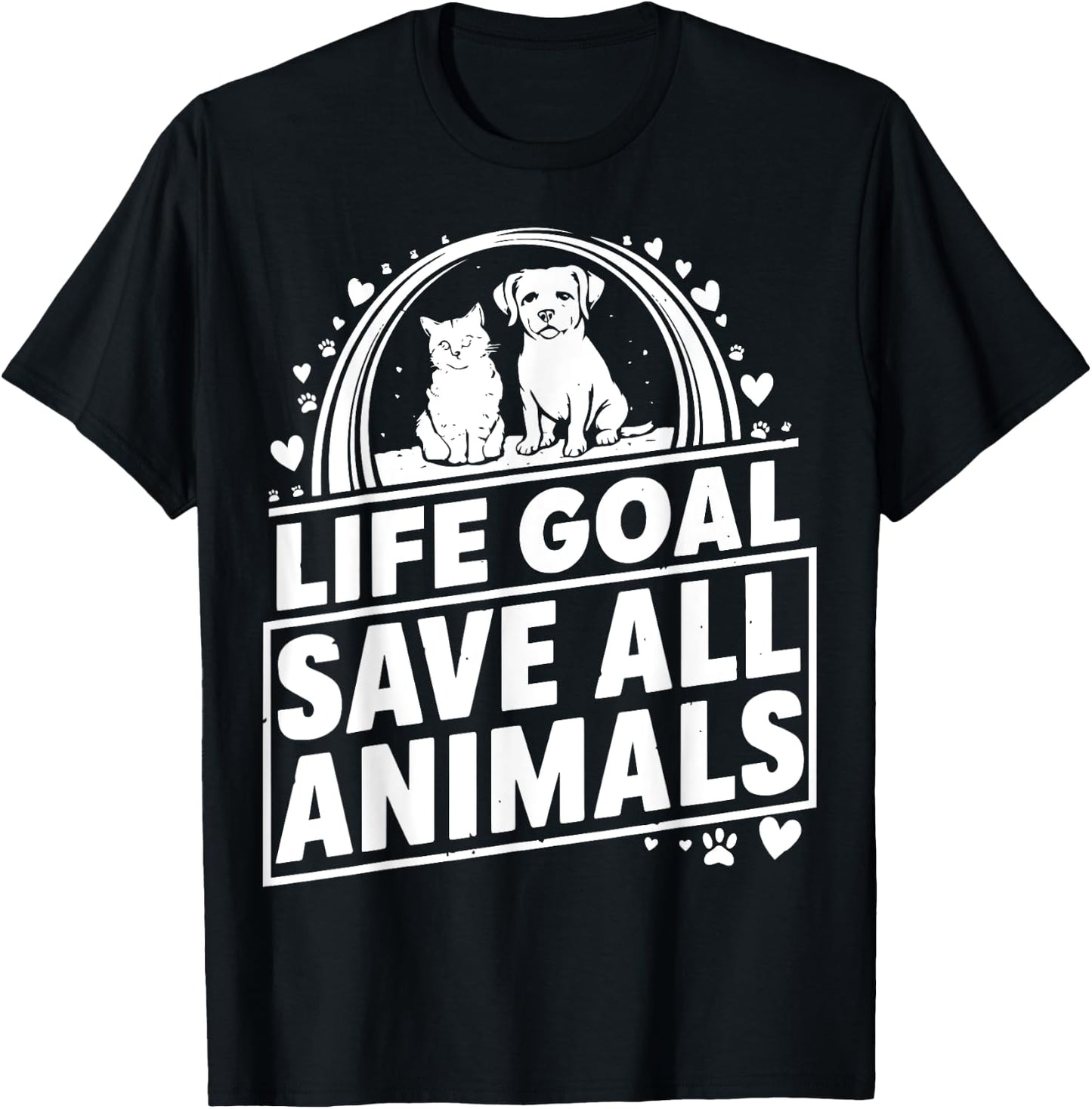 Life Goal Save All The Animals Vintage Rescue Animal Retro T-Shirt - T-Shirt | Black