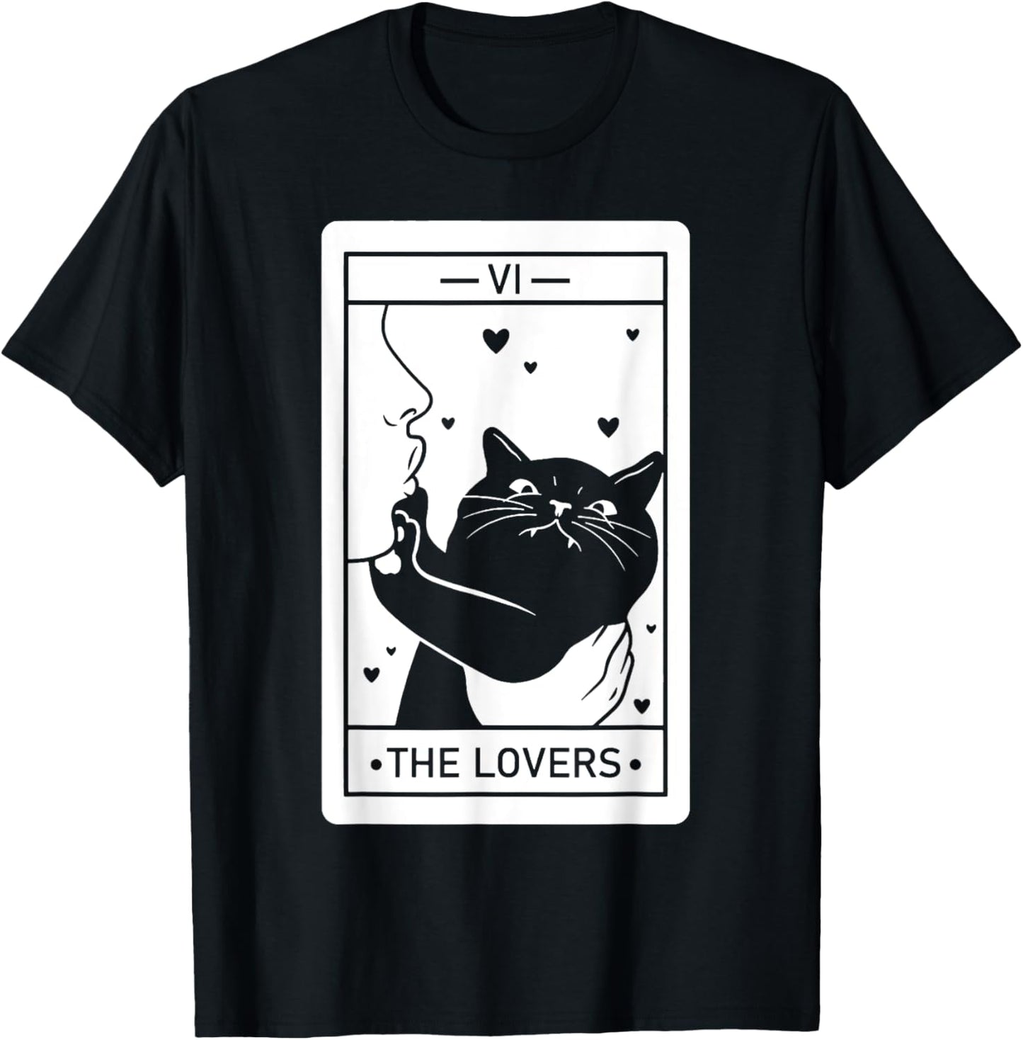 The Lovers Cat Humor Tarot Card Halloween Black Cats Lover T-Shirt - T-Shirt | Black
