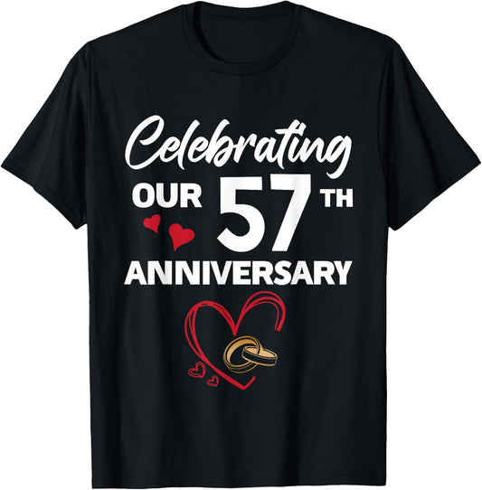 Celebrating Our 57th Wedding Anniversary 57 Year of Marriage T-Shirt - T-Shirt | Black