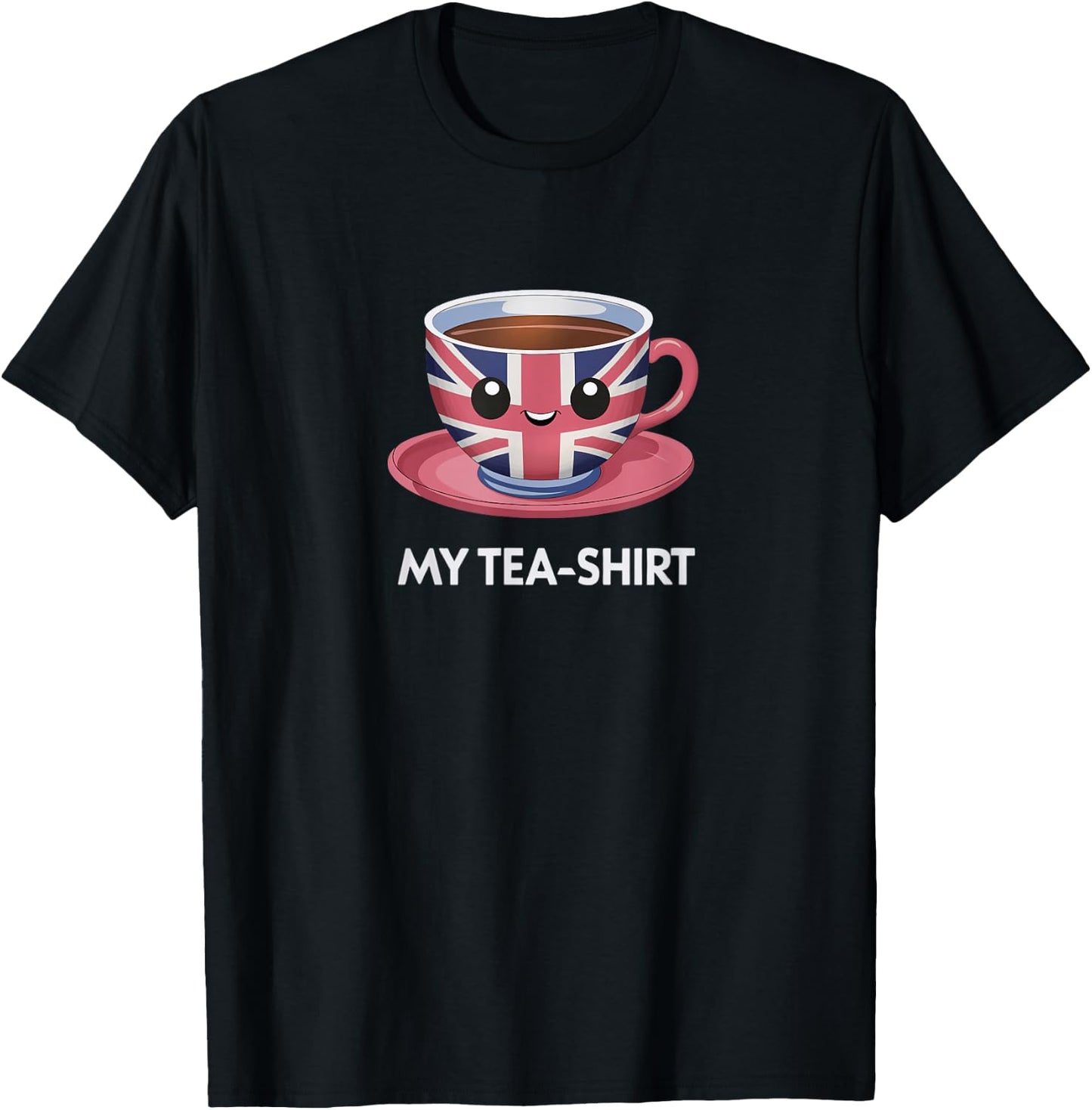 Funny I Love English Tea Party UK Flag Tea Lover London Gift T-Shirt - T-Shirt | Black
