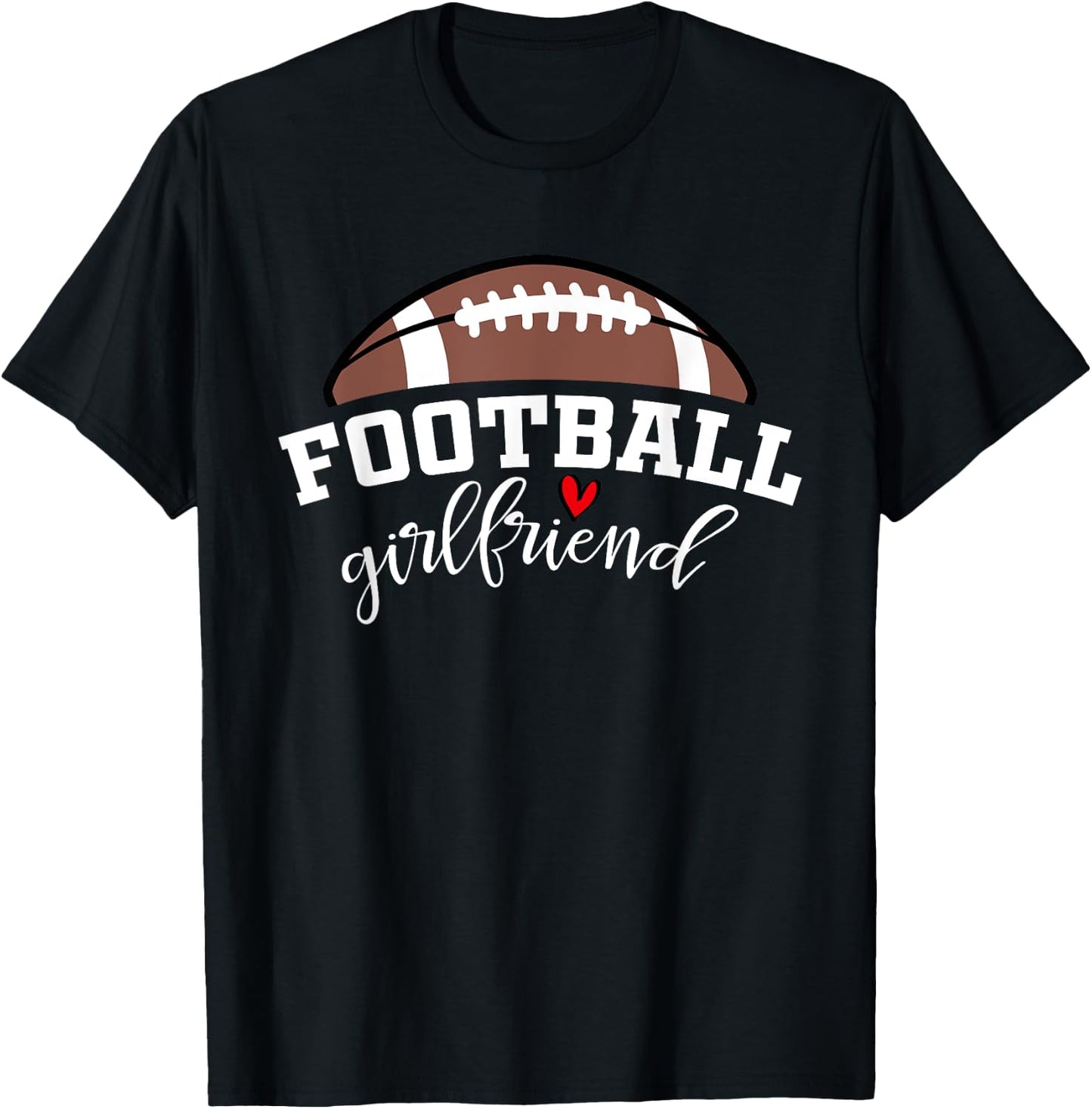 Football Girlfriend Biggest Fan Game Day Football Cheer T-Shirt - T-Shirt | Black