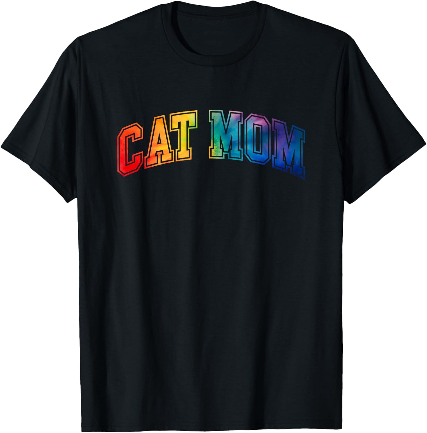 Cat Mom - Tie Dye - Rainbow - Varsity - 2024 T-Shirt - T-Shirt | Black