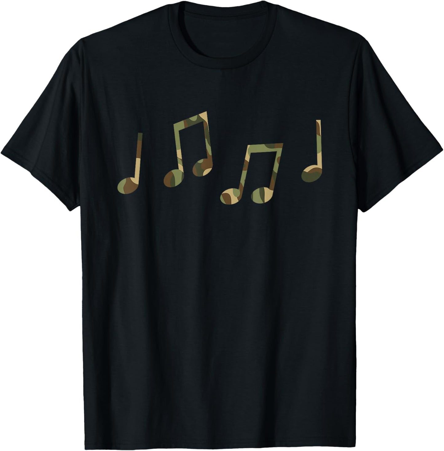 Camo Musician Camouflage Music Notes Camo Music Teacher T-Shirt - T-Shirt | Black