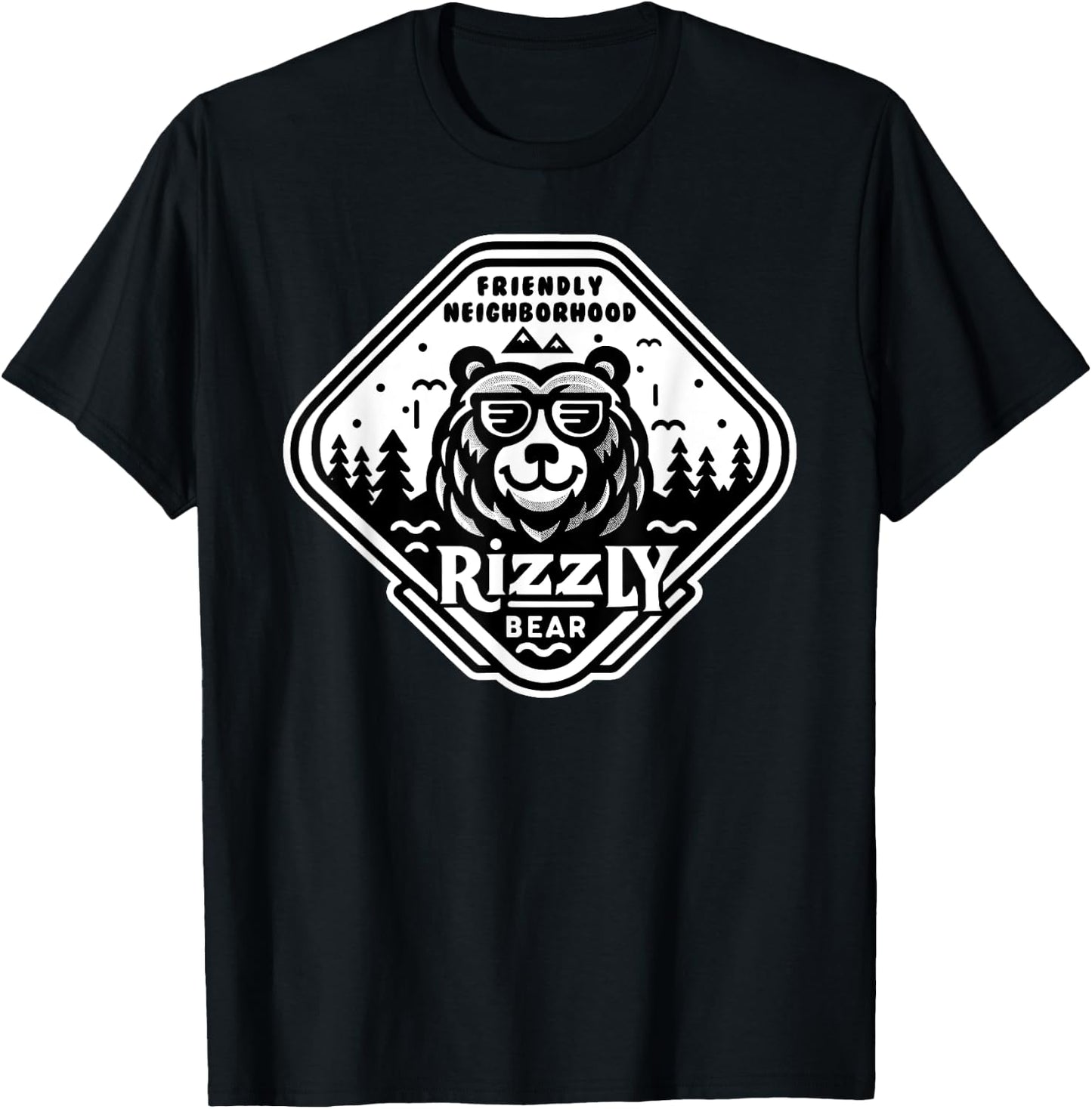 Funny Neighborhood Rizzly Bear Meme T-Shirt - T-Shirt | Black