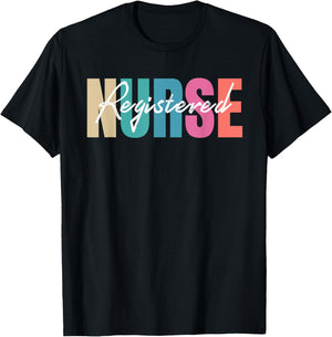Registered Nurse Colorful Nurse Healthcare Professionals T-Shirt - T-Shirt | Black