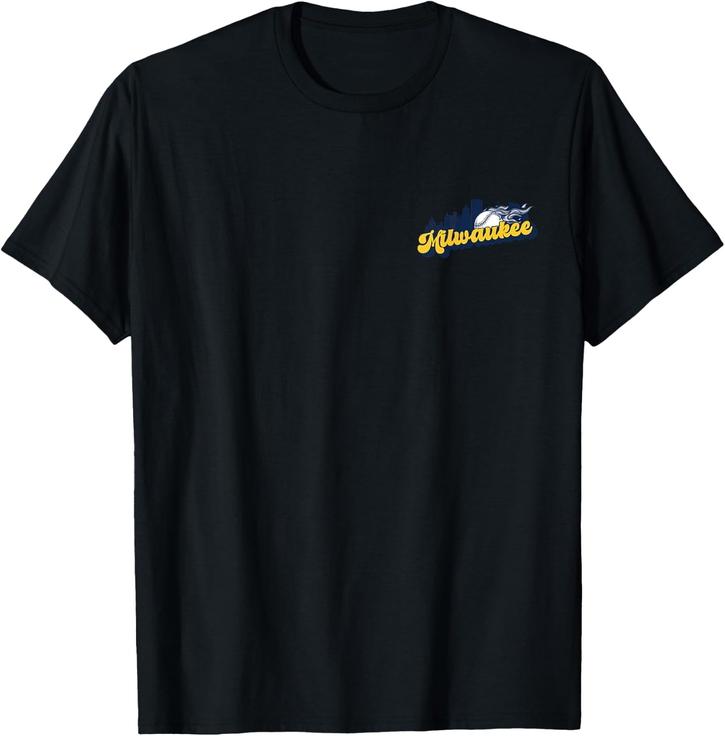 Milwaukee Baseball Minimalist City Skyline Baseball Lover T-Shirt - T-Shirt | Black