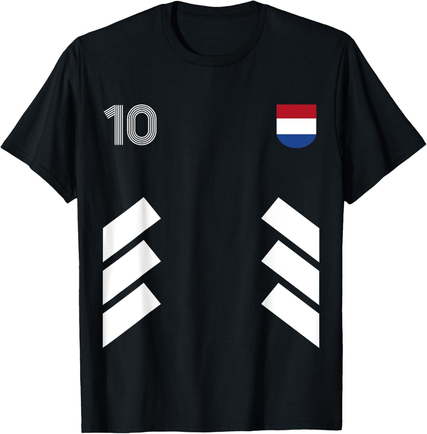 Retro10 Netherlands Football Soccer Netherlands Flag T-Shirt - T-Shirt | Black