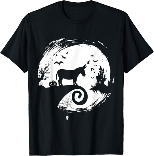Donkey Halloween Costume Moon Silhouette Creepy Horror T-Shirt - T-Shirt | Black