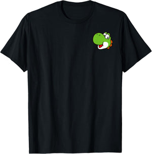 Super Mario Bros Yoshi Left Chest Portrait T-Shirt - T-Shirt | Black