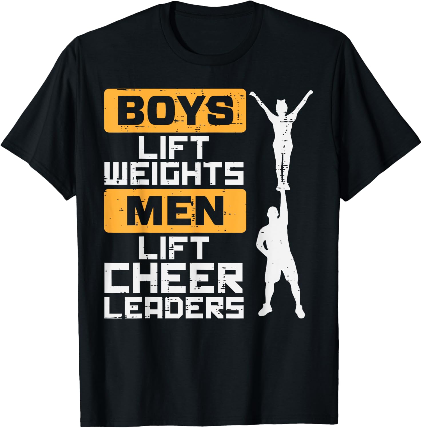 Boys Lift Weights Men Cheerleader Funny Cheerleading Male T-Shirt - T-Shirt | Black