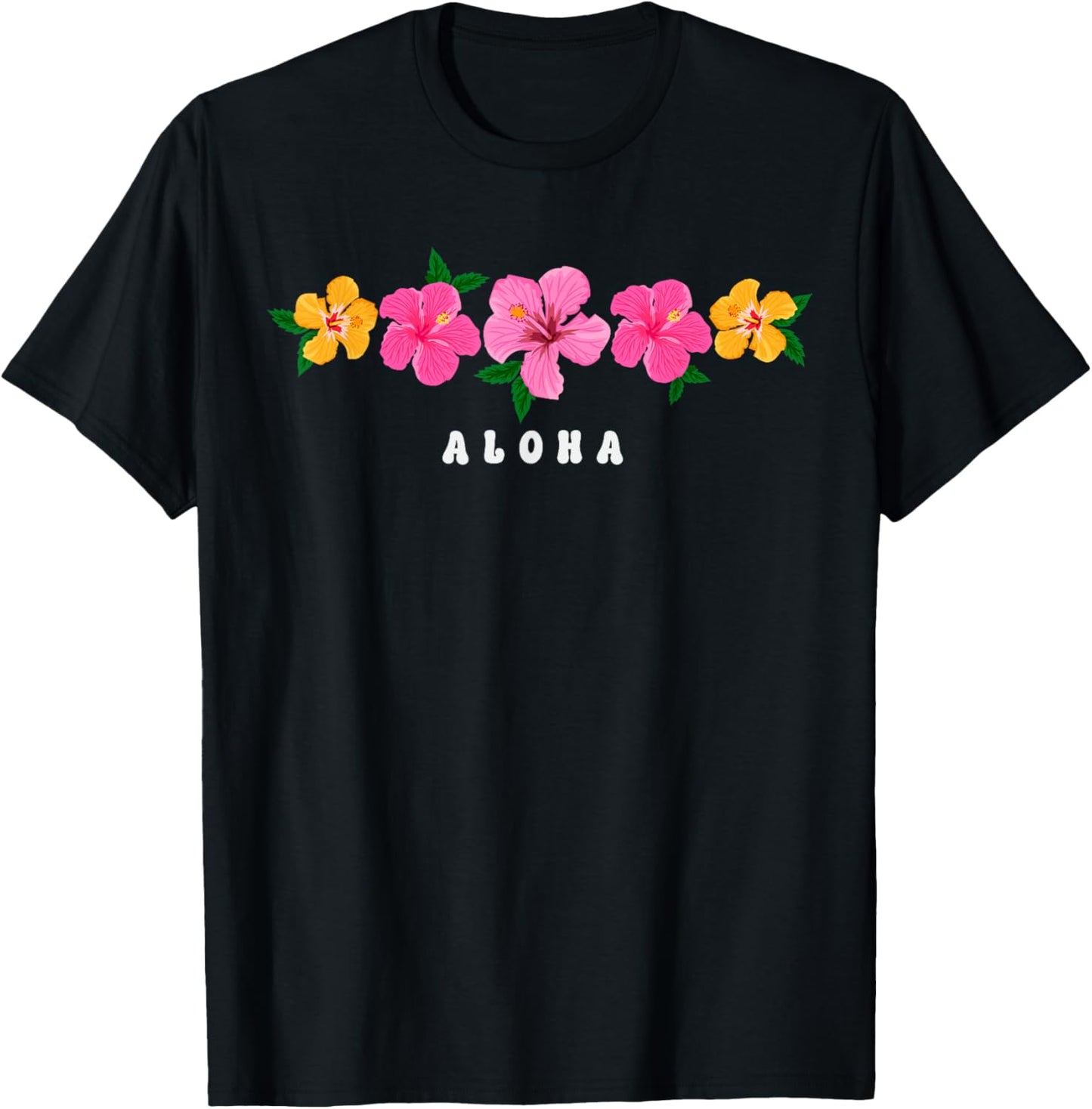Aloha Hibiscus Flowers Hawaiian Islands Hawaii Surfer T-Shirt - T-Shirt | Black
