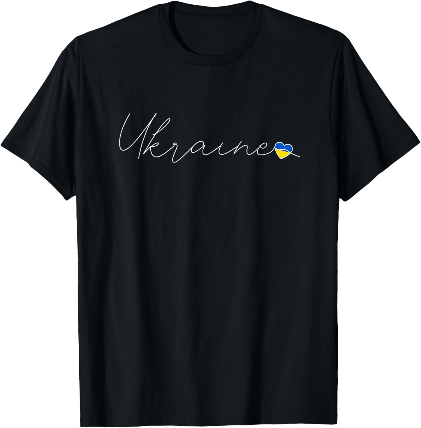 Ukrajina Simple Love Ukrainian Flag Heart on Ukraine T-Shirt - T-Shirt | Black