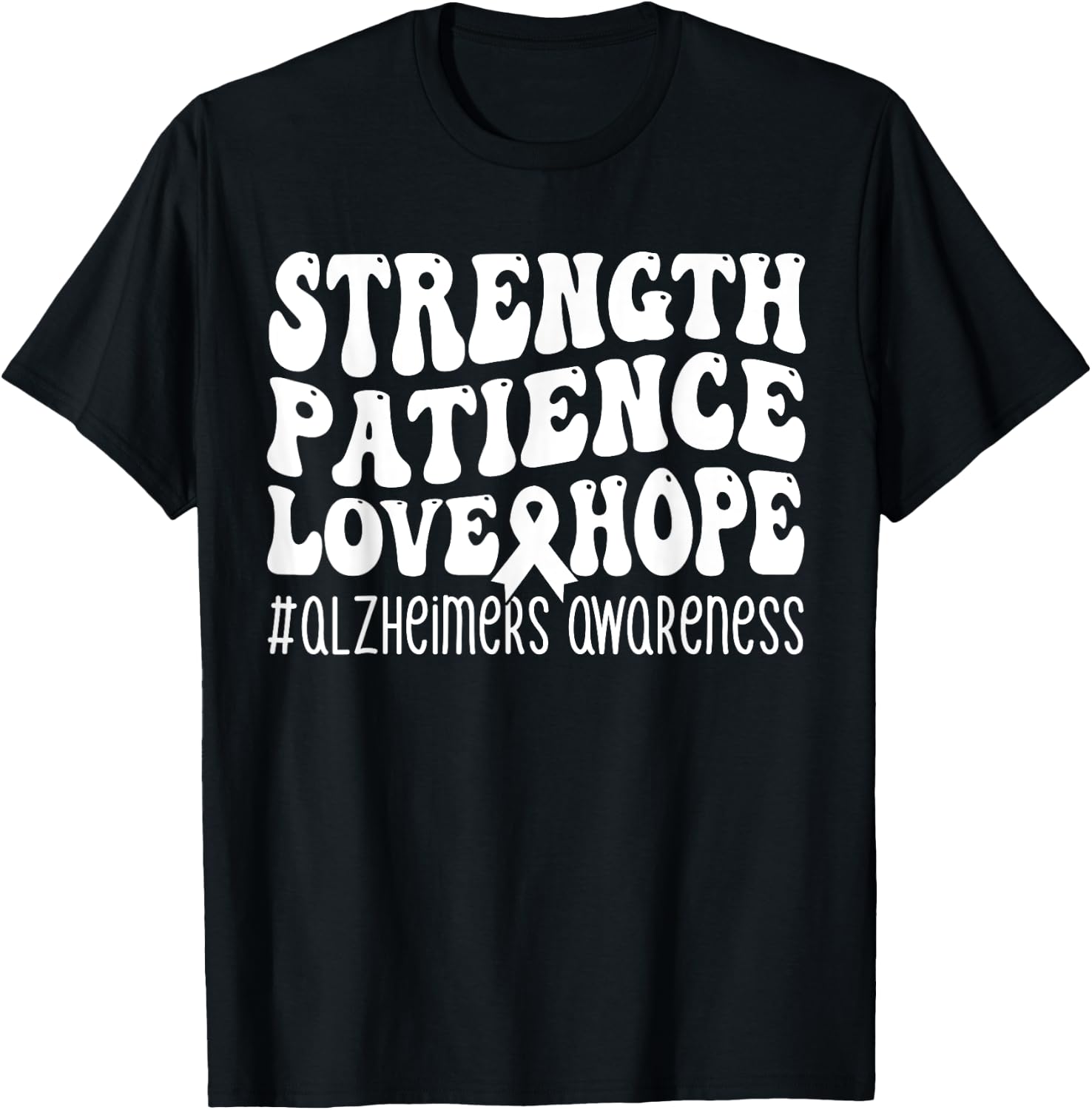 End Alz Alzheimers Walk Strength Patience Love Hope Purple T-Shirt - T-Shirt | Black