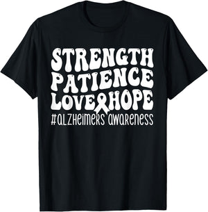 End Alz Alzheimers Walk Strength Patience Love Hope Purple T-Shirt - T-Shirt | Black