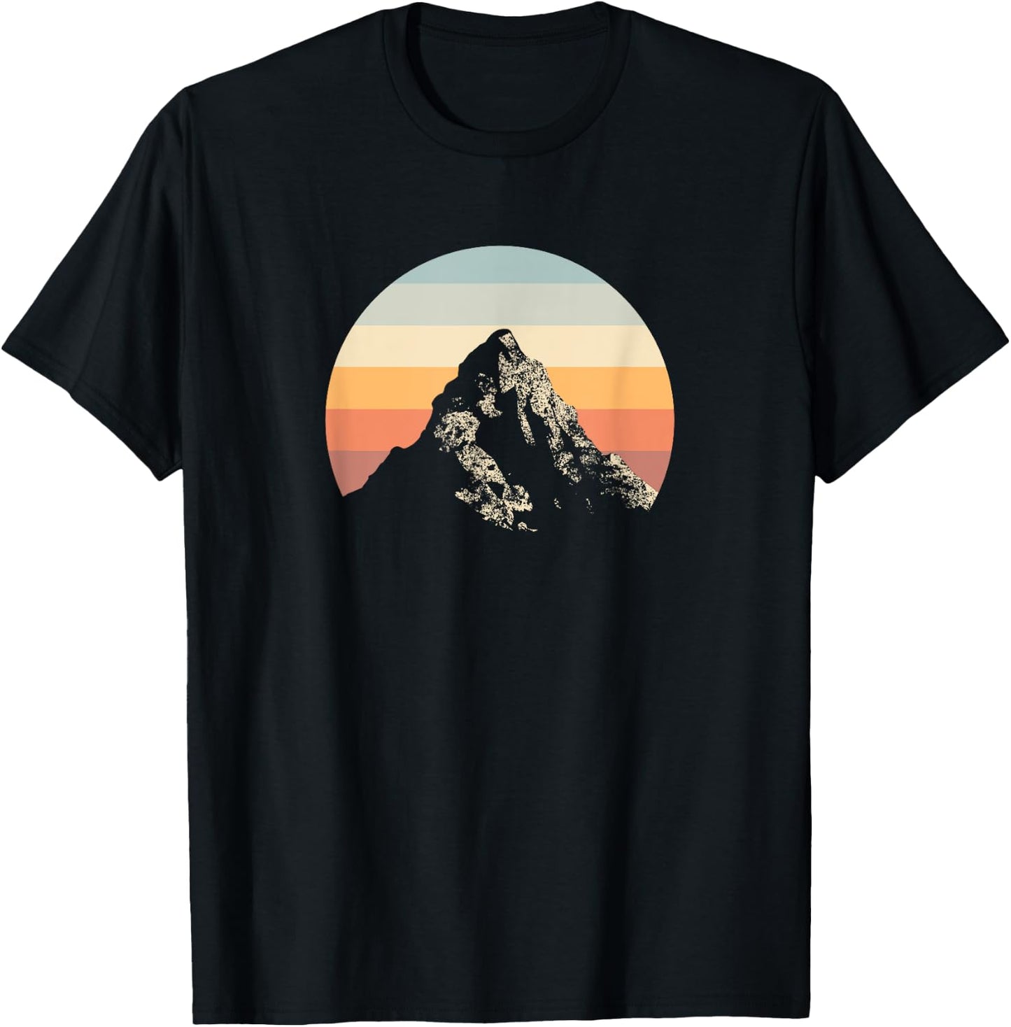 Mountain Sunset Circle Rainbow Outdoor Nature T-Shirt - T-Shirt | Black