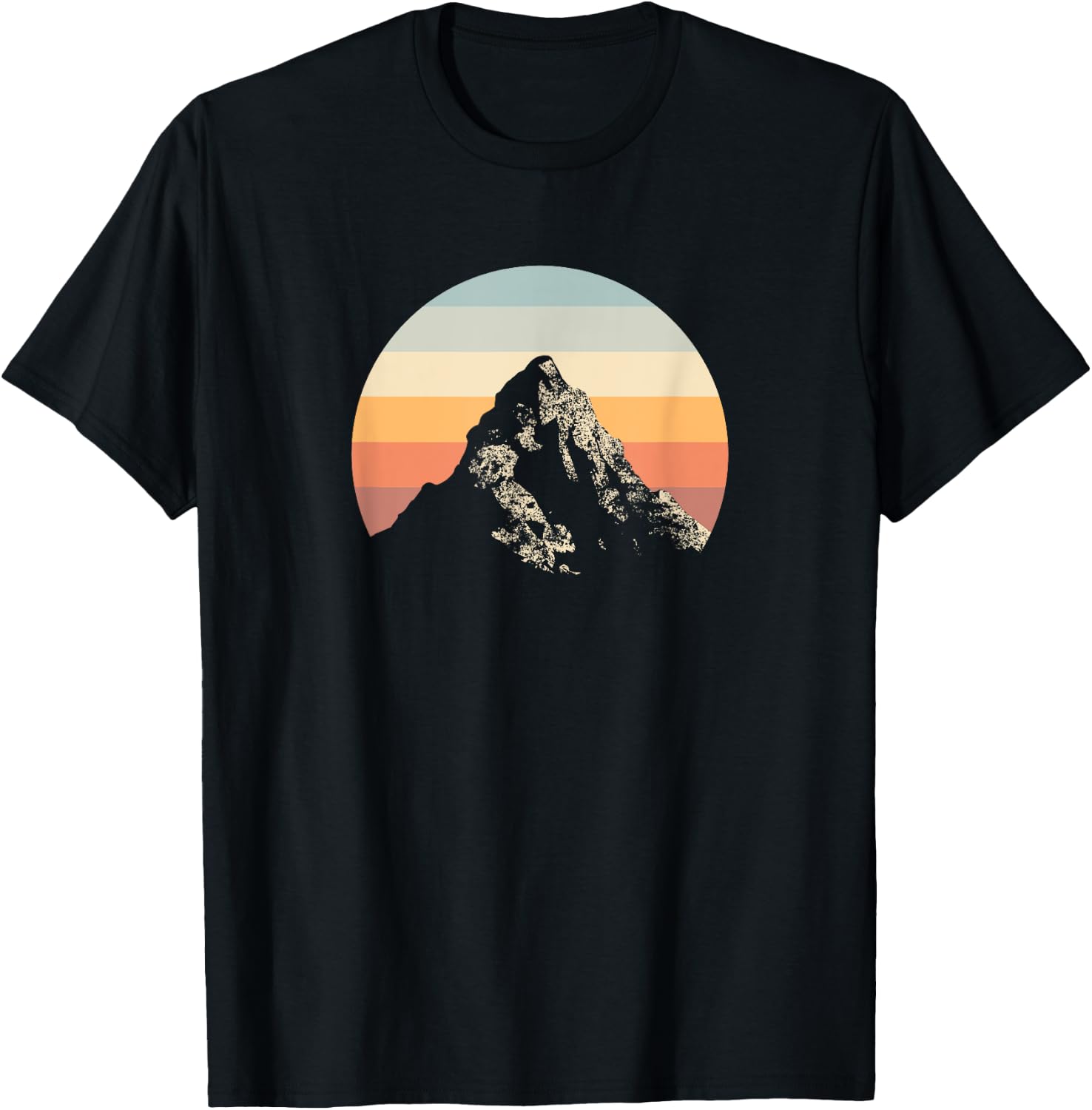 Mountain Sunset Circle Rainbow Outdoor Nature T-Shirt - T-Shirt | Black