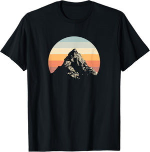 Mountain Sunset Circle Rainbow Outdoor Nature T-Shirt - T-Shirt | Black