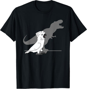 Cute Screaming Parrot Bird Birb Memes Funny T-Rex Cockatoo T-Shirt - T-Shirt | Black