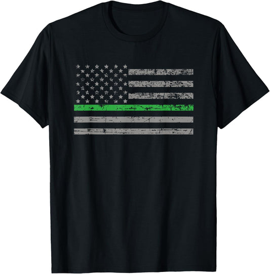 Conservation Officer Thin Green Line Flag Gift T-Shirt - T-Shirt | Black