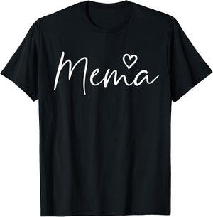 Mema Gifts Grandma Heart Mother's Day Mema T-Shirt - T-Shirt | Black