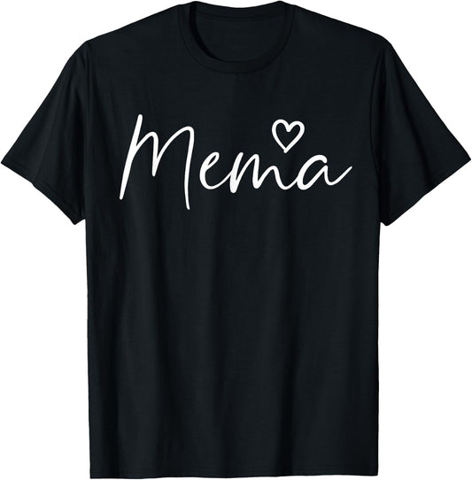 Mema Gifts Grandma Heart Mother's Day Mema T-Shirt - T-Shirt | Black