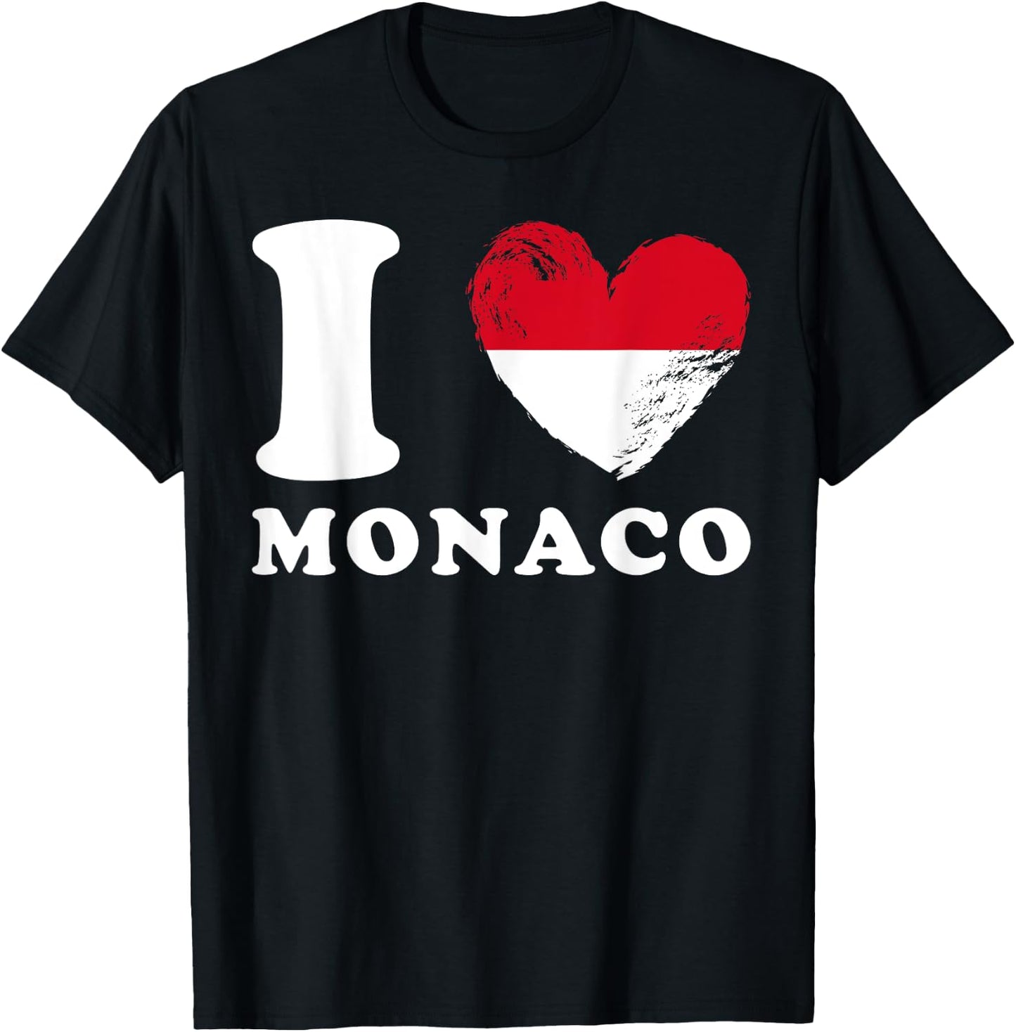 I Love Monaco - Heart Flag Monaco T-Shirt - T-Shirt | Black